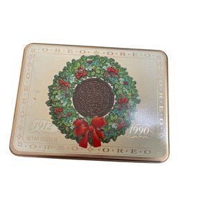 Vintage Oreo rectangle Christmas Cookie Tin decorative